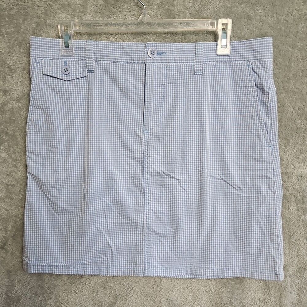 Polo Jeans Company Skirt Sz 10 Blue Gingham cotton spandex Vintage mini